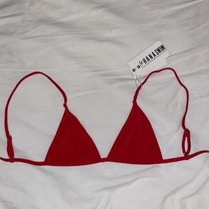 La Hana Swim Piper Triangle Bikini Top in Red Size S